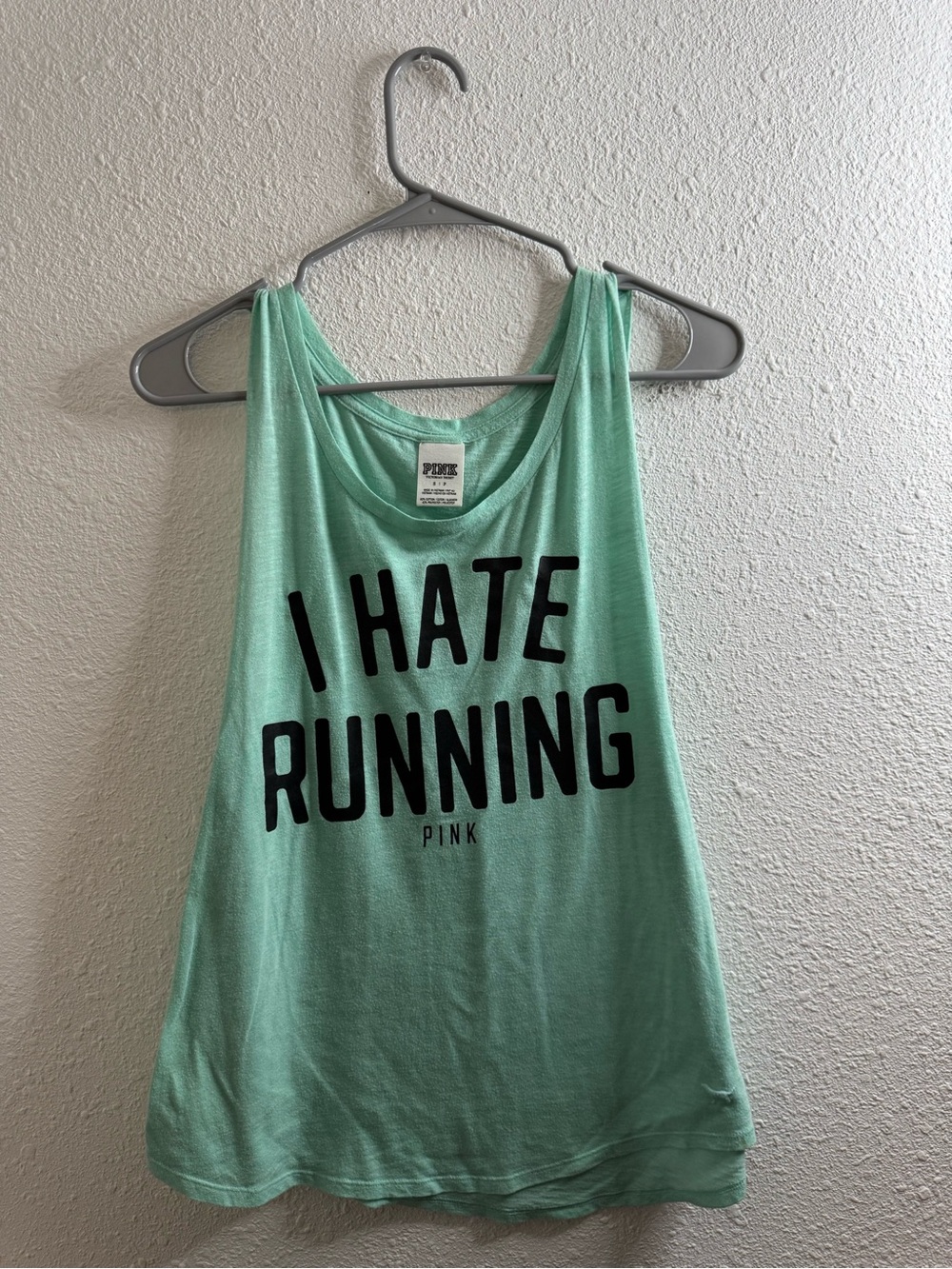 Victoria's Secret PINK Mint Green Tank Top with Black Slogan